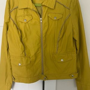 Alfani womens mustard colored leather jacket!